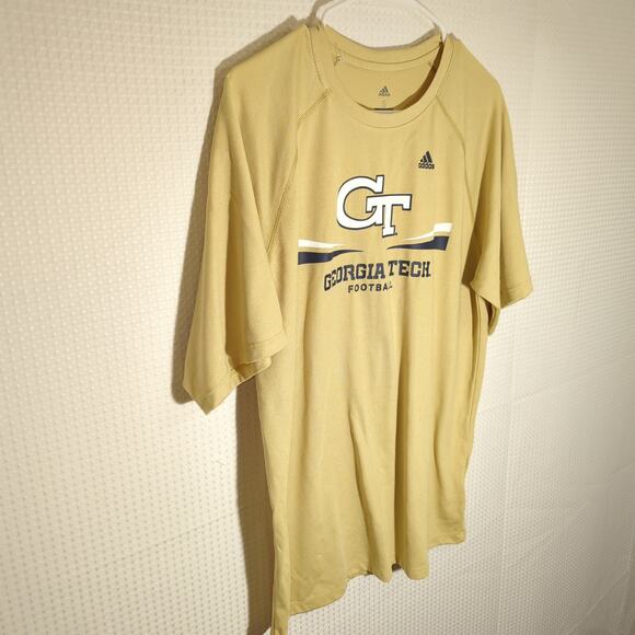 Adidas Small Georgia Tech Football Shirt Gold Climalite NCAA Tee Mens S - Picture 2 of 5